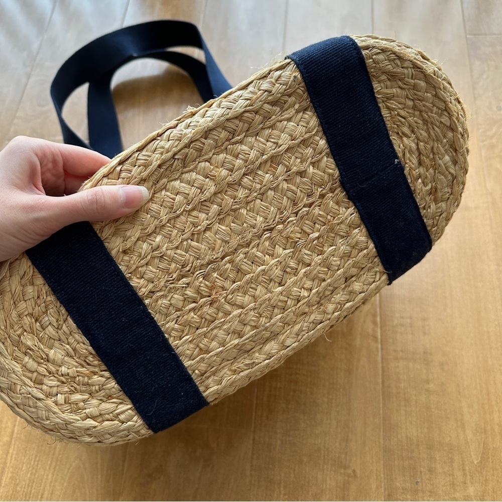 J. Crew Raffia Straw Structured Tote Bag, Antique Navy - Picture 6 of 11